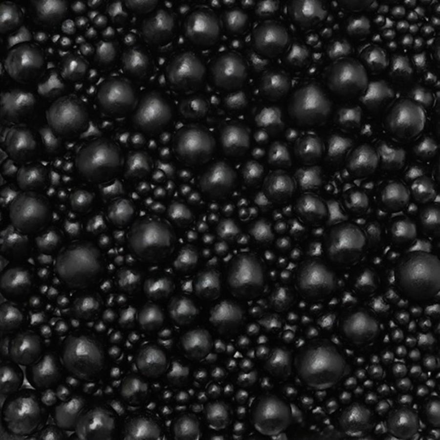 Syötävät sokerihelmet musta 3-10 mm, 70 g - gluteeniton