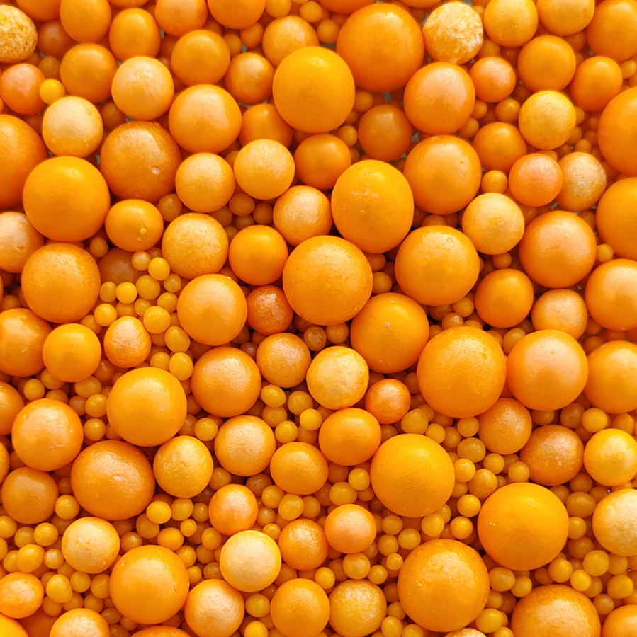 Syötävät sokerihelmet oranssi 3-10 mm, 70 g - gluteeniton