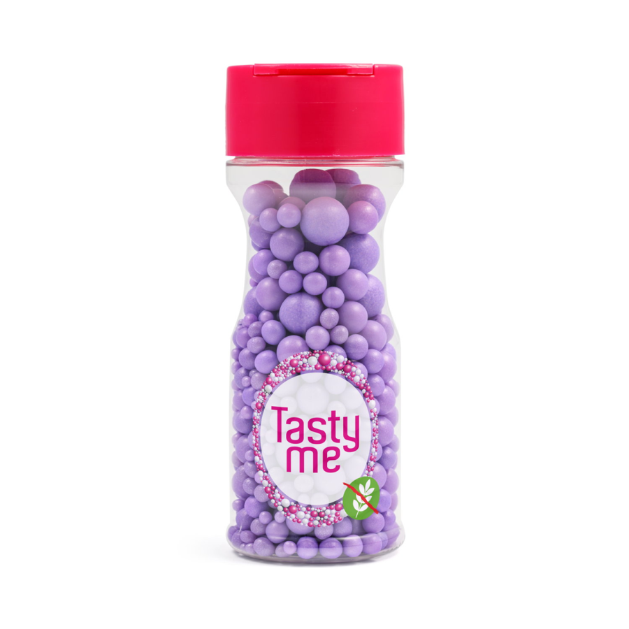 Syötävät sokerihelmet violetti 3-10 mm, 70 g - gluteeniton