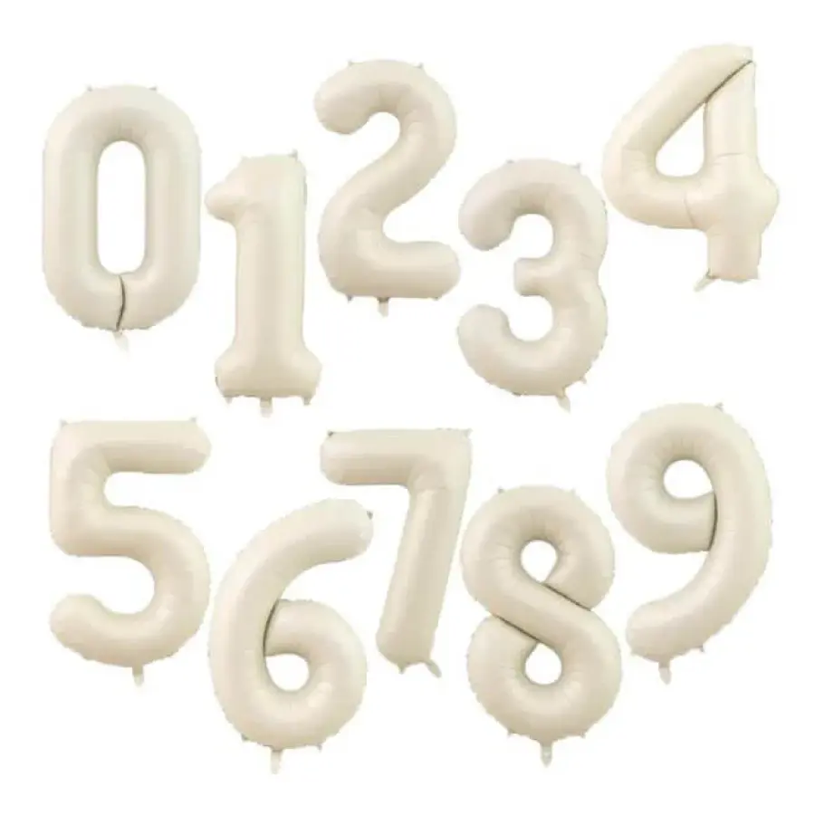 Suuri vaalea beige foliopallo numero 86cm