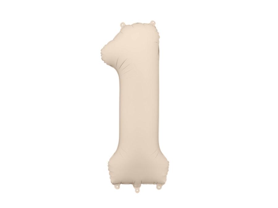 Suuri vaalea beige foliopallo numero 86cm, 1