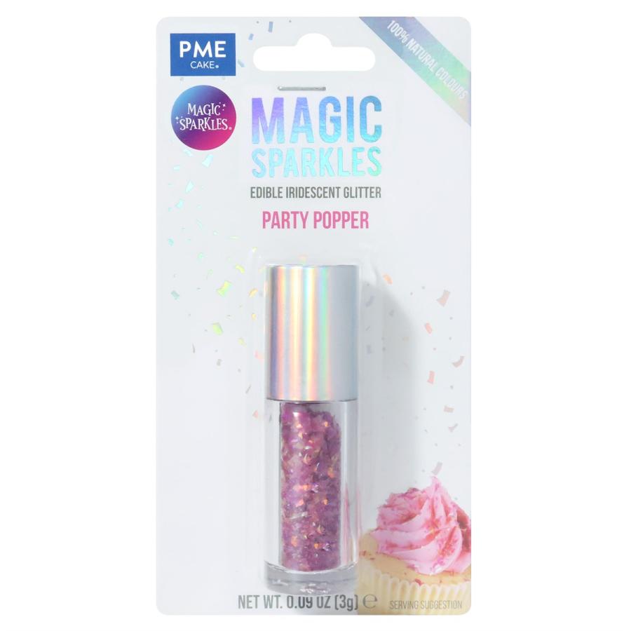 Syötävä glitter 3 g, Iridescent Tumma pinkki (Party popper)