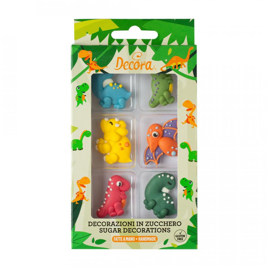 Syötävät koristeet Dinosaurus, 6 kpl - Decora