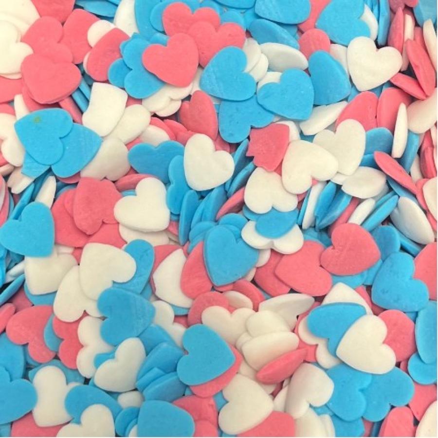 Syötävät koristeet sydämet pinkki-sininen-valkoinen, 50 g, gluteeniton