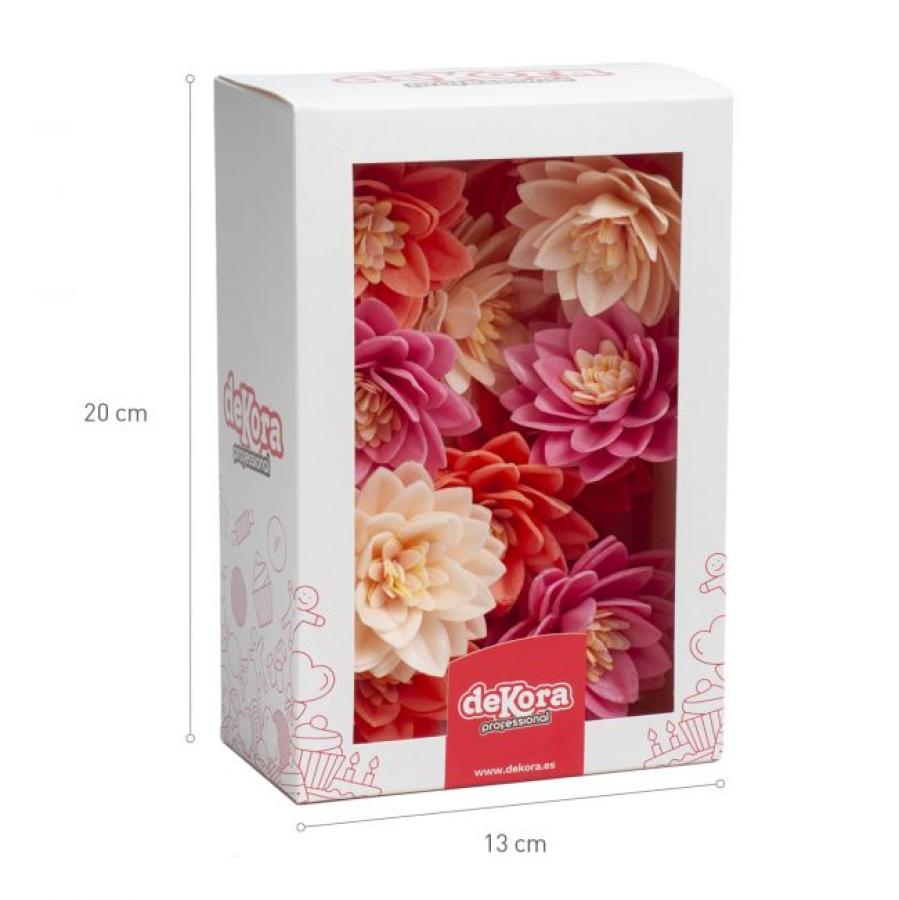 Syötävät vohvelikukat punaiset 15 kpl, lotus-kukat ~7cm