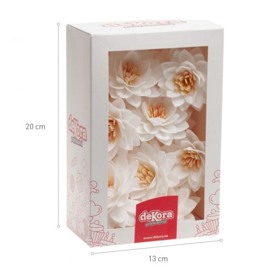 Syötävät vohvelikukat valkoinen 15 kpl, lotus-kukka ~7cm