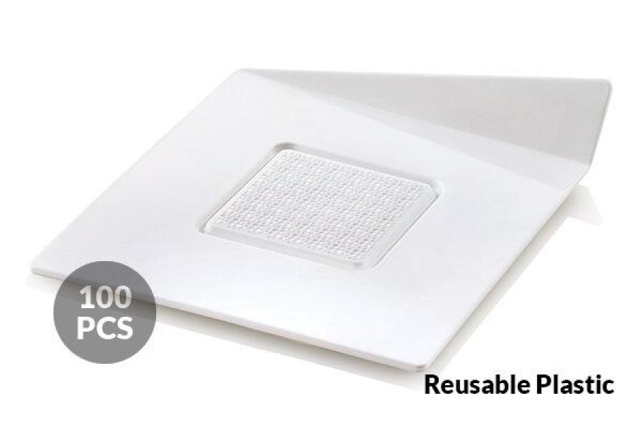 Leivosalusta 100 kpl, uudelleenkäytettävä valkoinen 83x83 mm - Silikomart