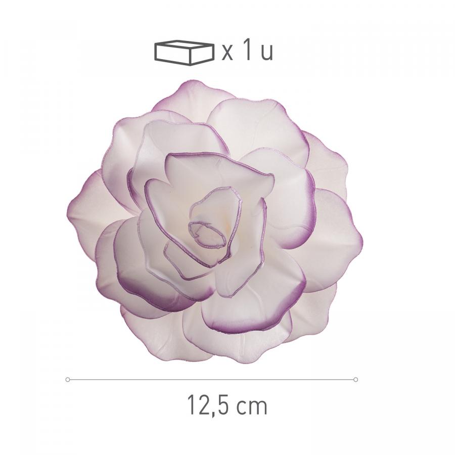 Syötävä vohvelikukka - Ruusu valkoinen liiloilla reunoilla, 12,5 cm