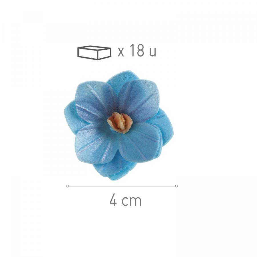 Syötävä vohvelikukka 4 cm - sininen, 18 kpl