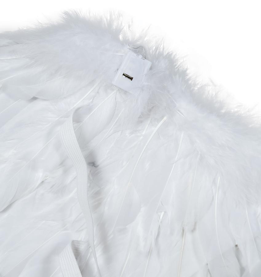 Valkoiset höyhen-enkelinsiivet valoilla 80 x 40 cm